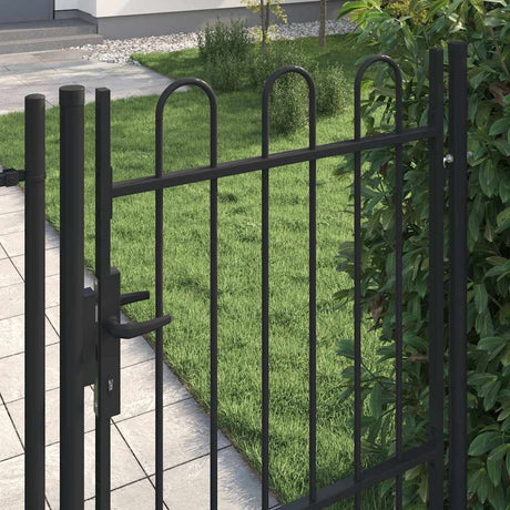 Vidaxl hekpoort boxtel enkele deur met gebogen bovenzijde 1x1,5m zwart