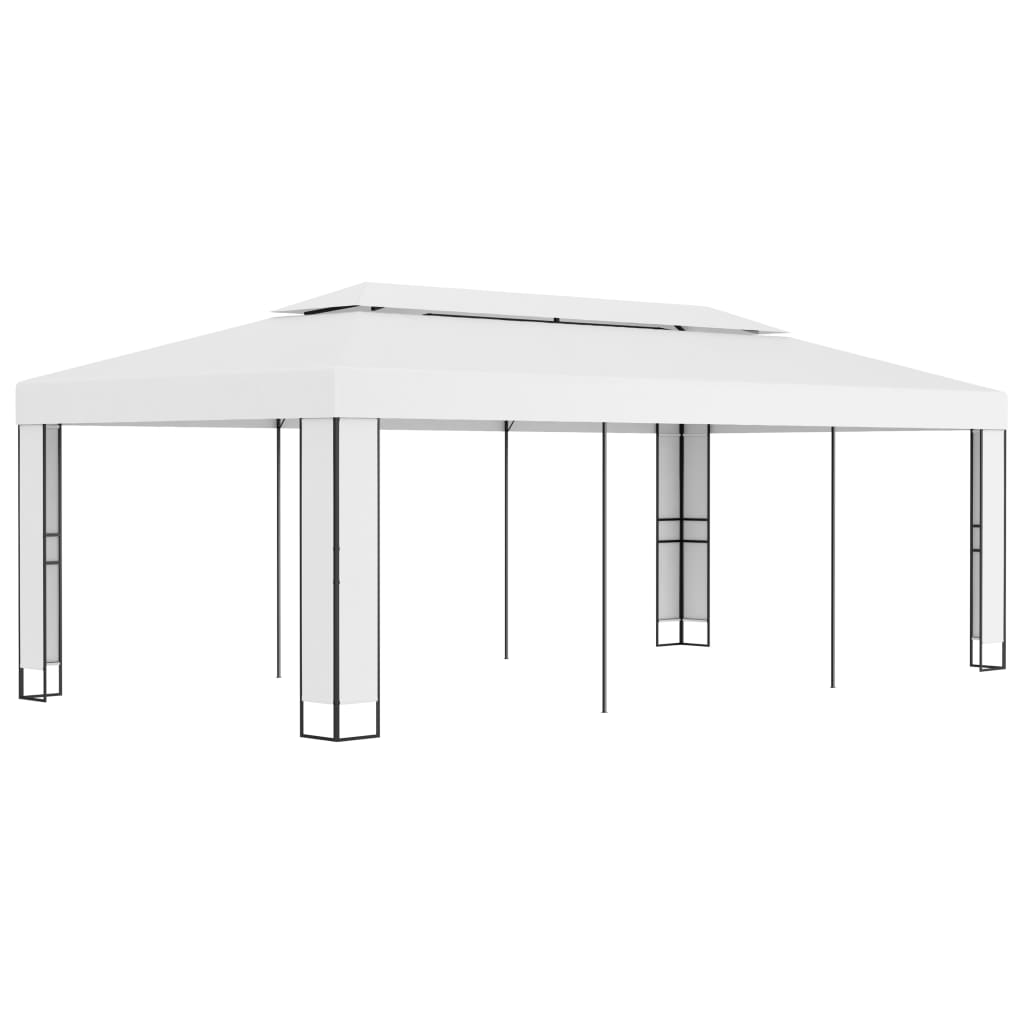 Vidaxl Arbor con doppio tetto 3x6 m bianco