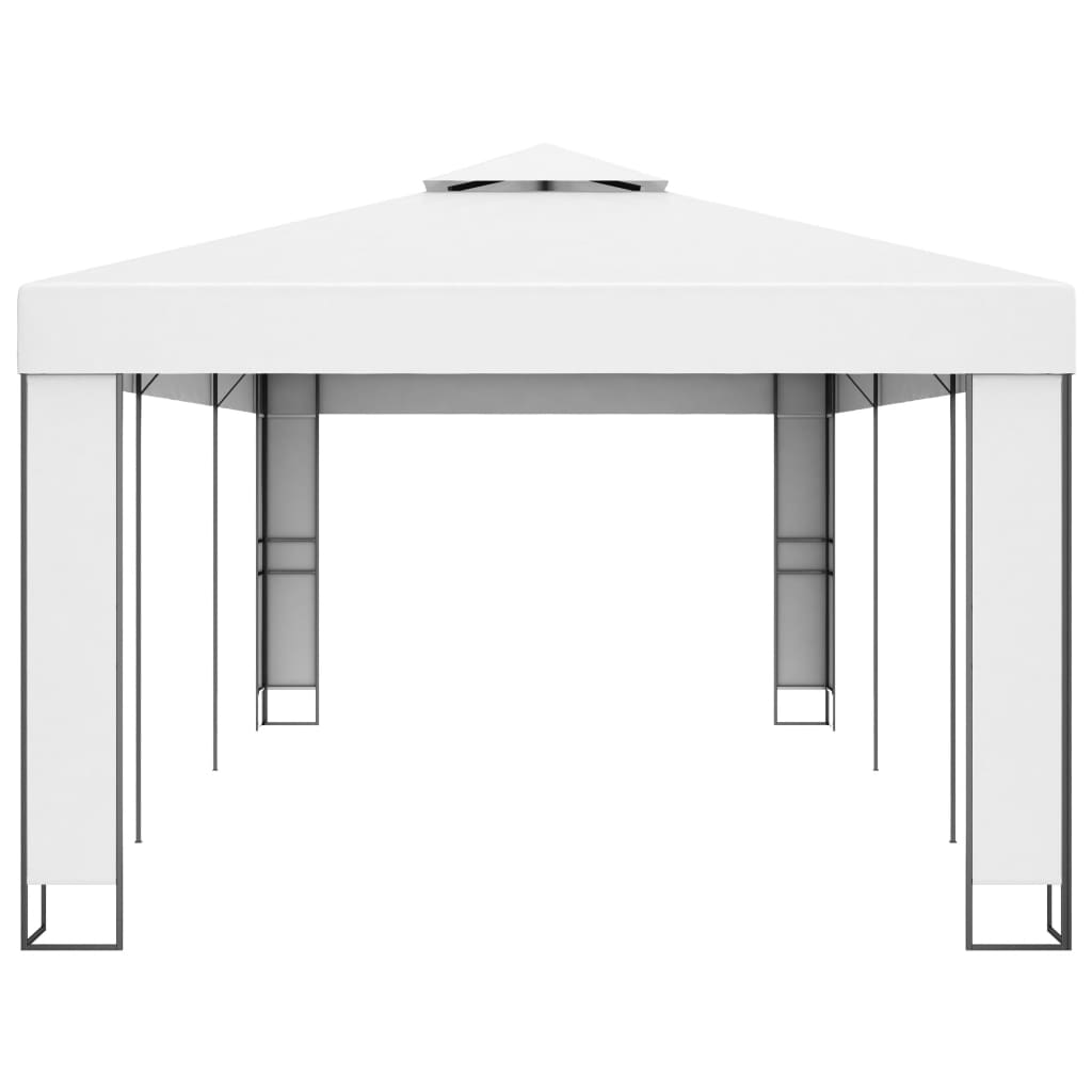 Arbor de Vidaxl con techo doble de 3x6 m blanco