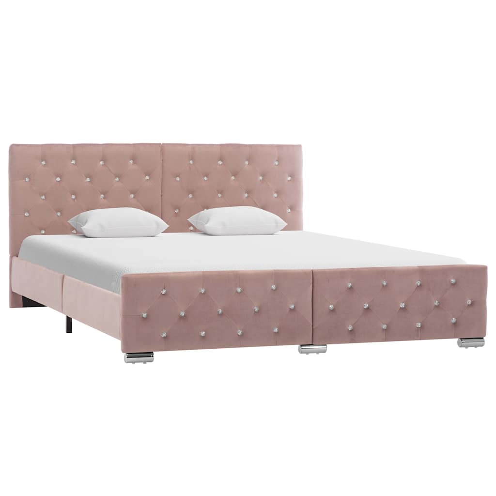 Vidaxl bedframe fluweel roze 160x200 cm