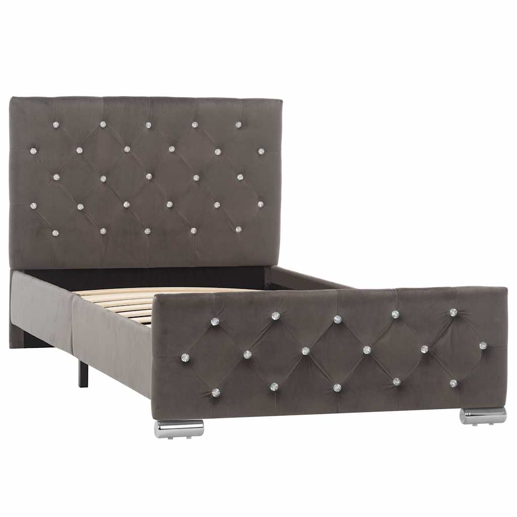 Vidaxl bedframe fluweel grijs 90x200 cm
