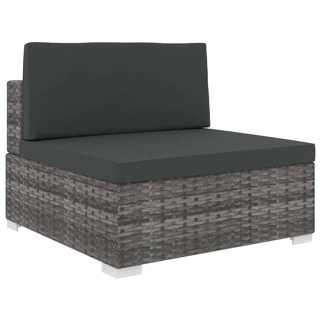 Vidaxl tuinstoel met kussen middensectie poly rattan grijs
