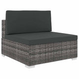 Vidaxl tuinstoel met kussen middensectie poly rattan grijs