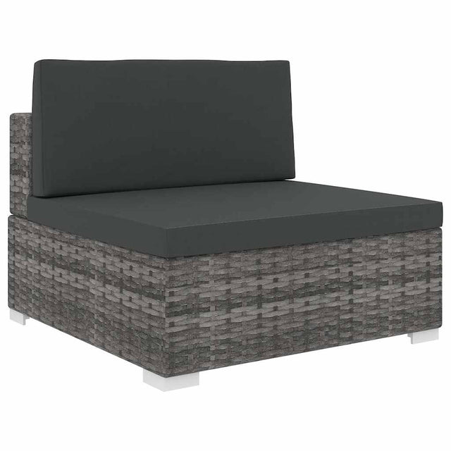Vidaxl tuinstoel met kussen middensectie poly rattan grijs