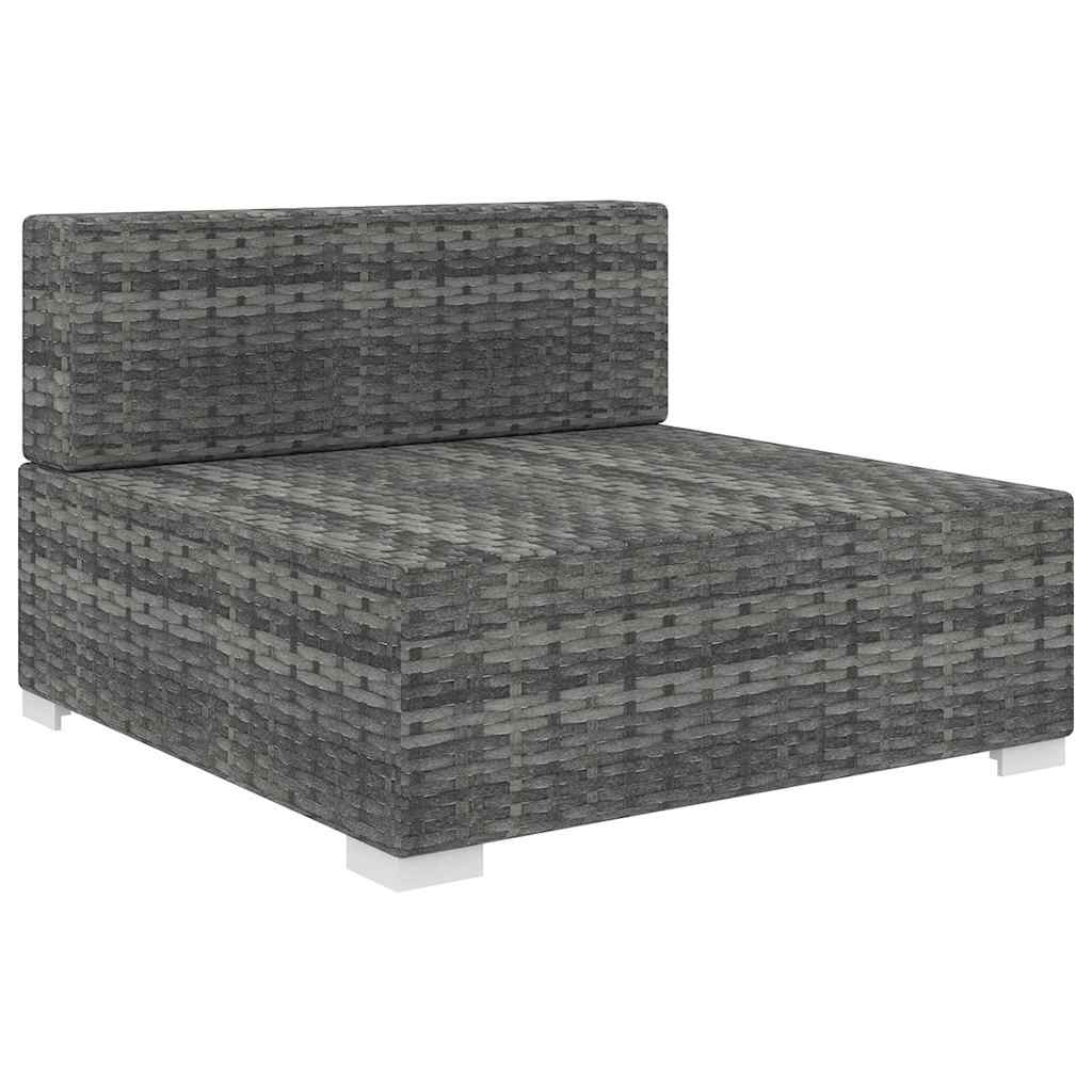 Vidaxl tuinstoel met kussen middensectie poly rattan grijs