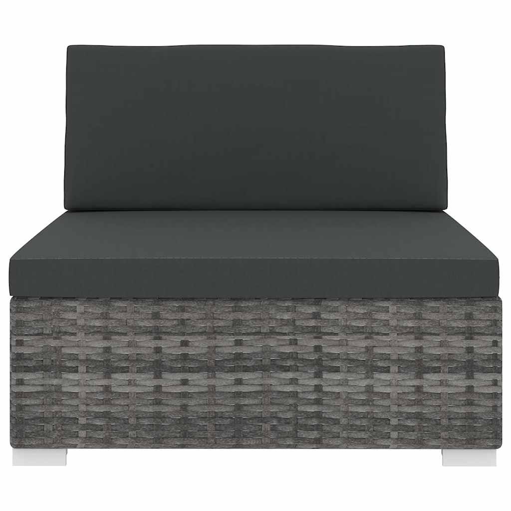 Vidaxl tuinstoel met kussen middensectie poly rattan grijs
