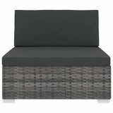 Vidaxl tuinstoel met kussen middensectie poly rattan grijs
