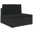 Vidaxl tuinstoel met kussens middensectie poly rattan zwart