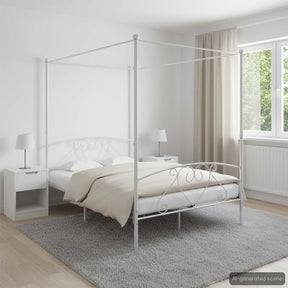 Vidaxl hemelbedframe metaal wit 160x200 cm