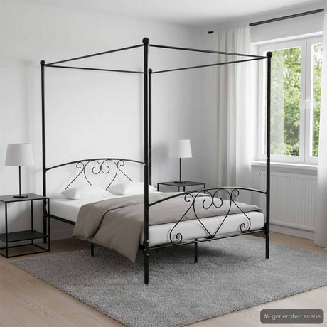 Vidaxl hemelbedframe metaal zwart 140x200 cm