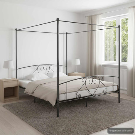 Vidaxl hemelbedframe metaal grijs 180x200 cm