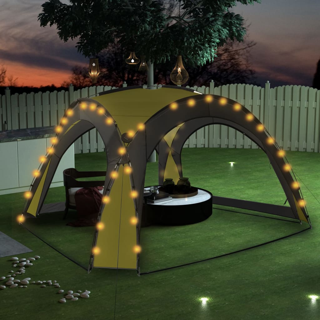 Tente de fête vidaxl avec LED et 4 murs latéraux 3,6x3,6x2,3 m vert