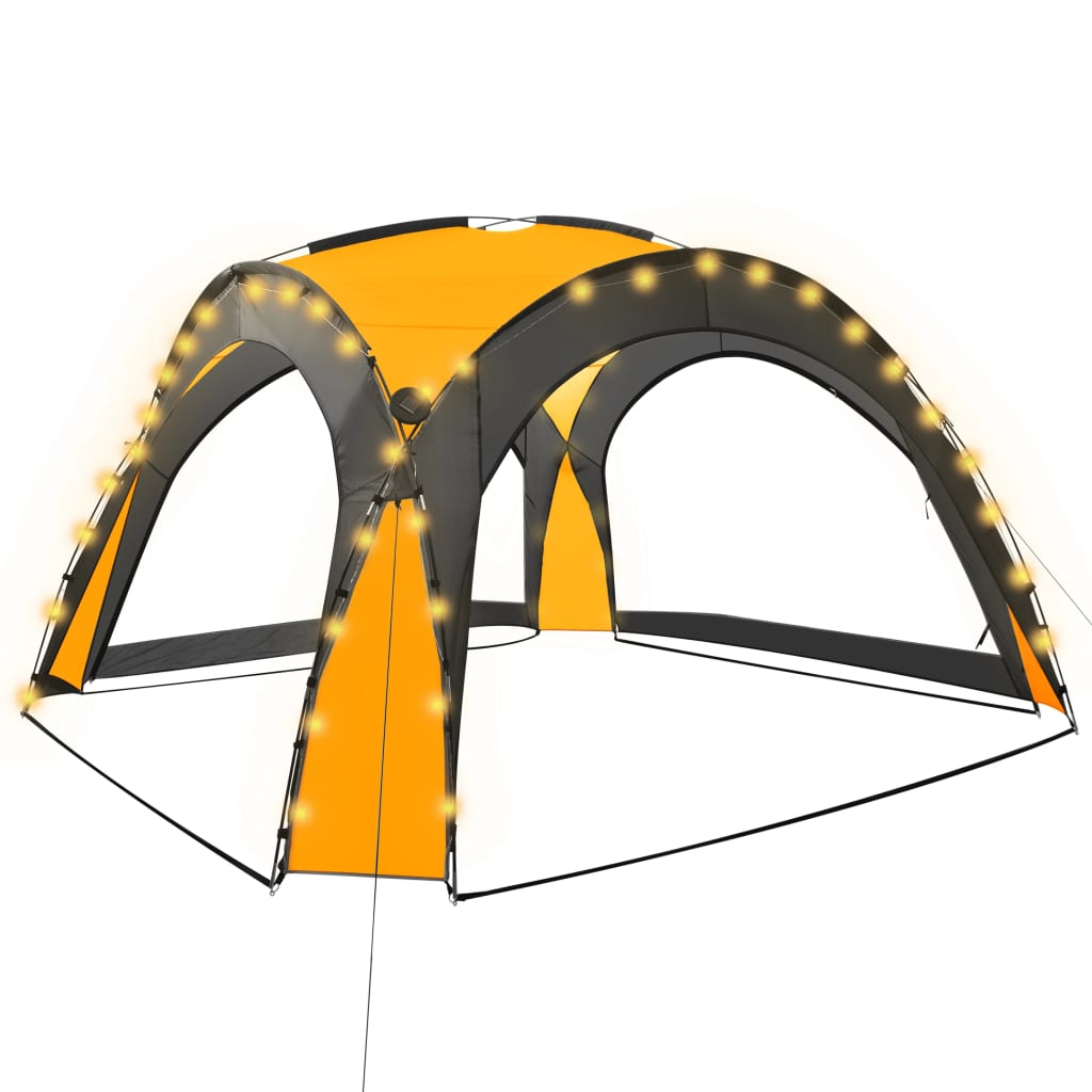 Vidaxl partytent met led en 4 zijwanden 3,6x3,6x2,3 m geel