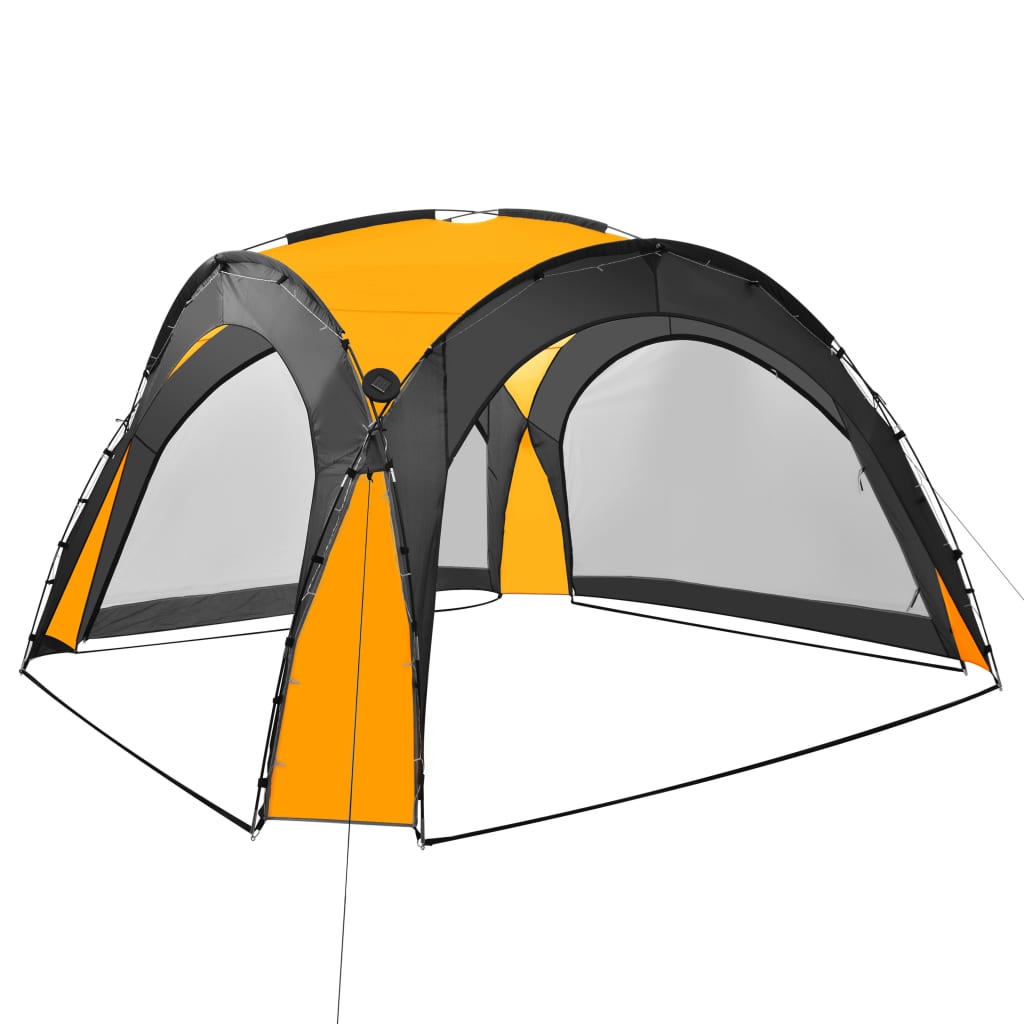 Vidaxl Party tent with LED and 4 side walls 3.6x3.6x2.3 m yellow