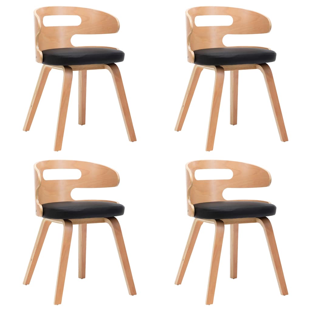 Vidaxl eetkamerstoelen 4 st gebogen hout en kunstleer zwart