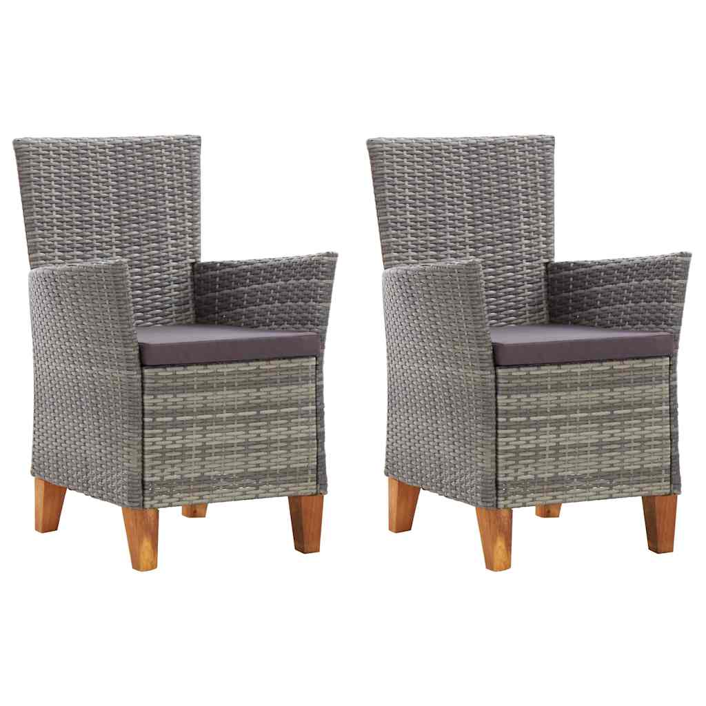Vidaxl tuinstoelen 2 st met kussens poly rattan grijs