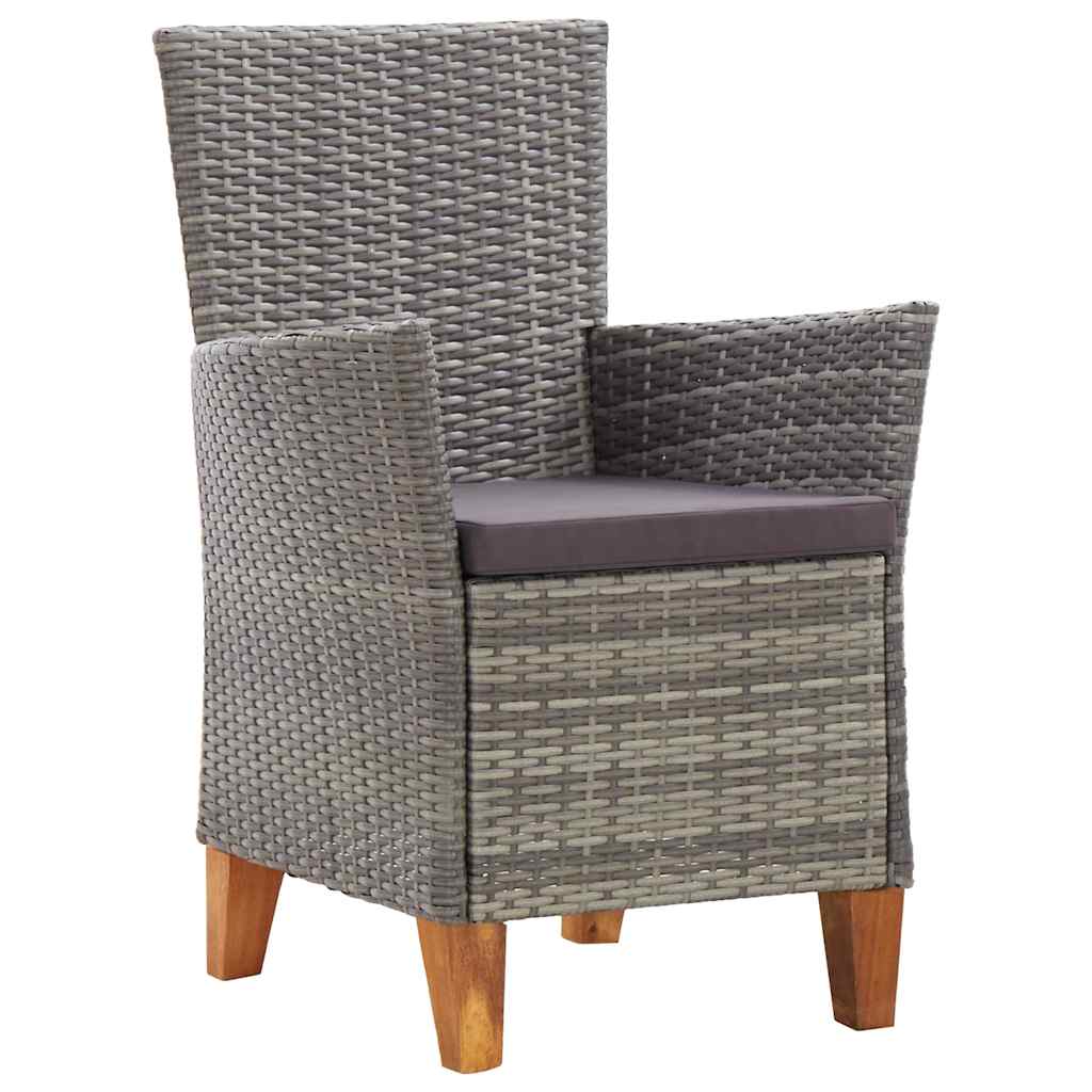 Vidaxl tuinstoelen 2 st met kussens poly rattan grijs