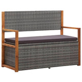 Vidaxl opbergbankje 115 cm poly rattan en massief acaciahout grijs