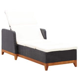 Vidaxl ligbed poly rattan en massief acaciahout zwart