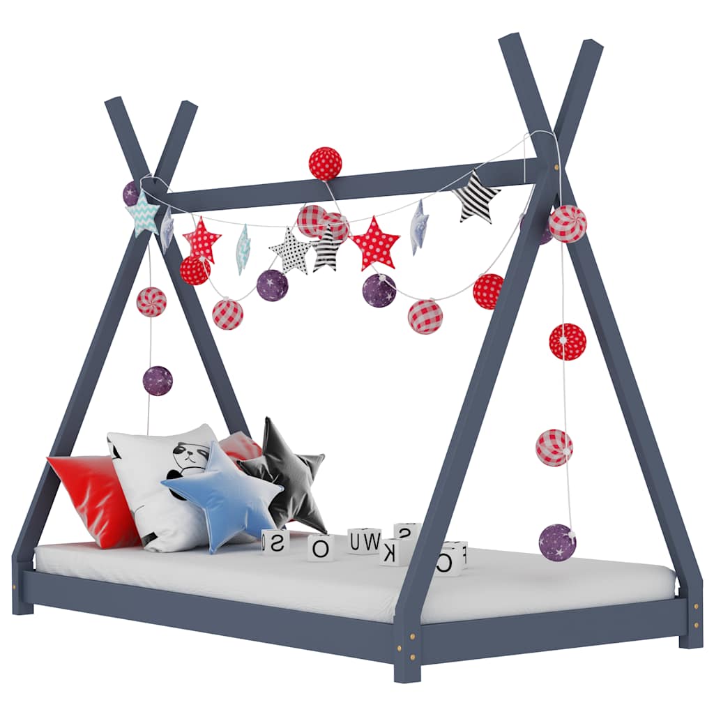 Vidaxl kinderbedframe massief grenenhout grijs 70x140 cm