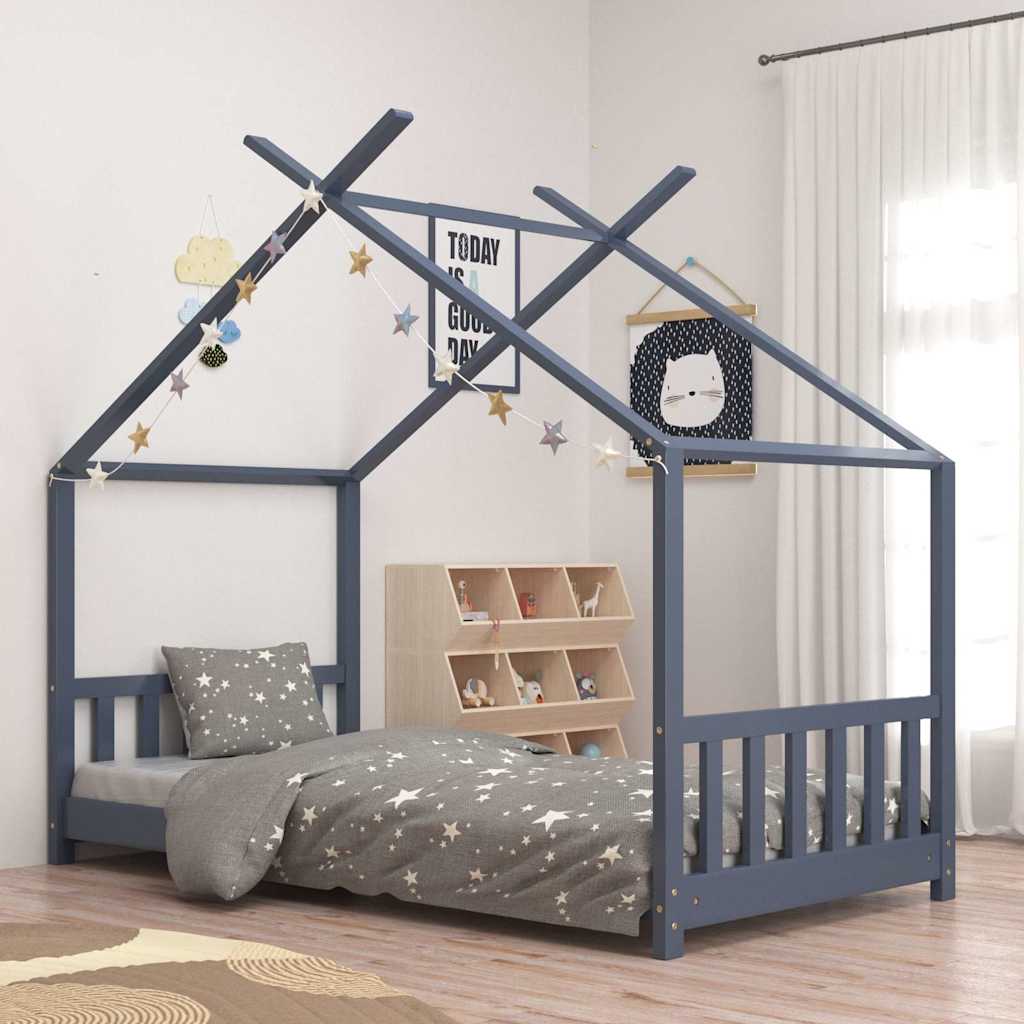 Vidaxl kinderbedframe massief grenenhout grijs 70x140 cm