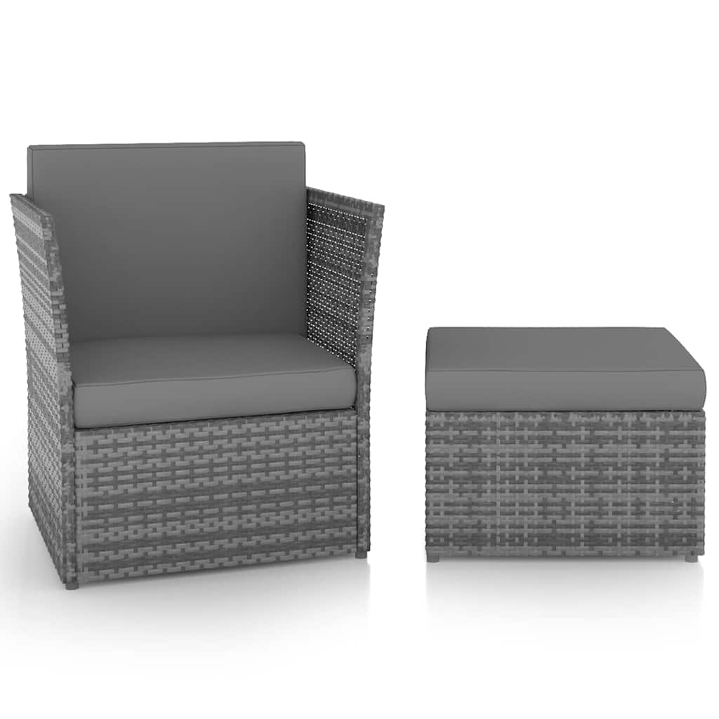 Vidaxl tuinstoel met voetenbank poly rattan antracietkleurig