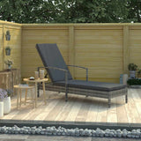 Vidaxl ligbed met armleuningen poly rattan grijs