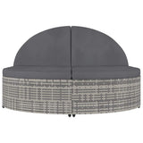 Vidaxl ligbed met kussens 2-persoons poly rattan grijs
