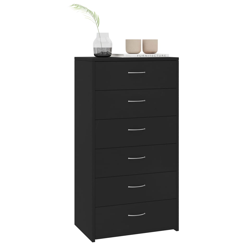 Vidaxl dressoir met 6 lades 50x34x96 cm bewerkt hout zwart