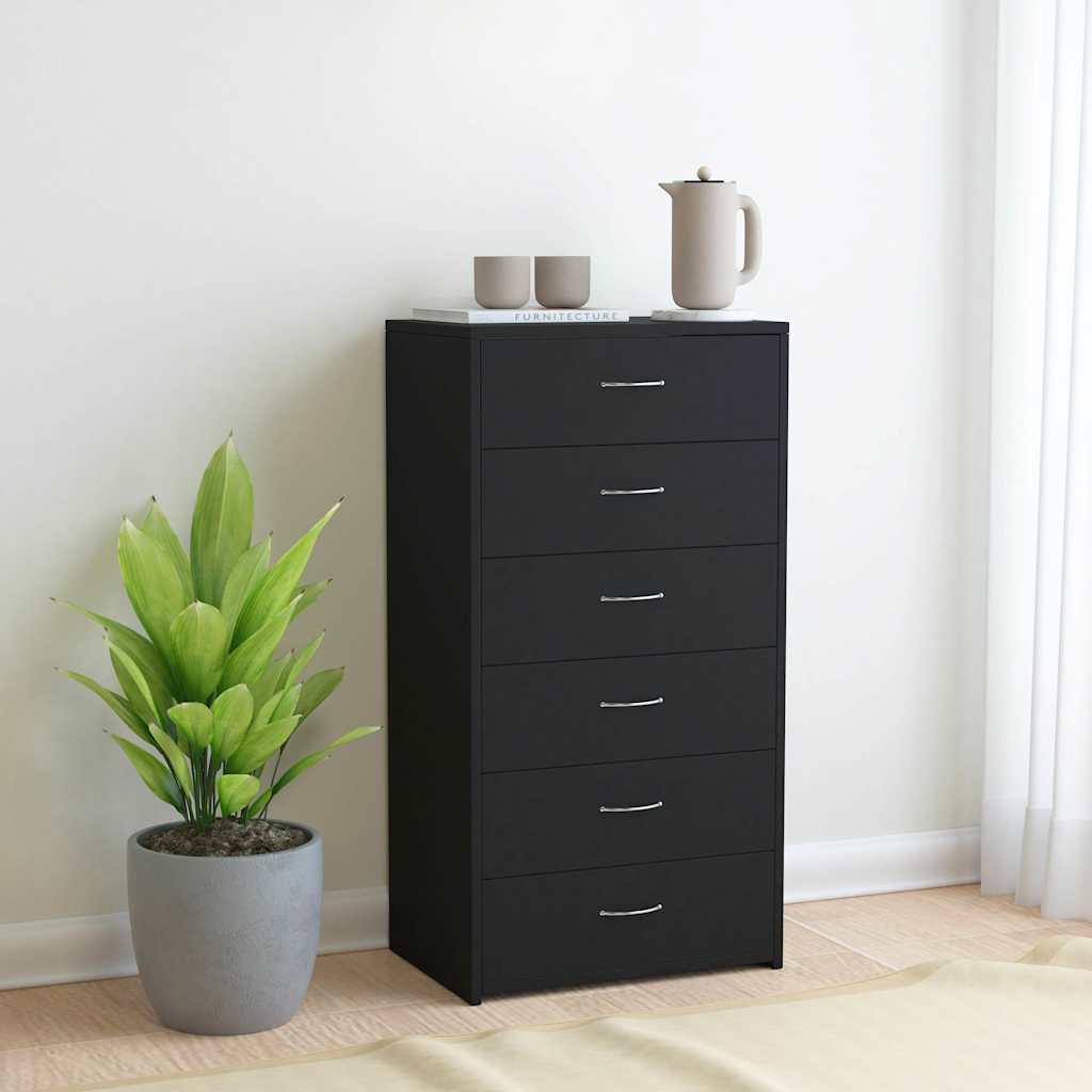 Vidaxl dressoir met 6 lades 50x34x96 cm bewerkt hout zwart