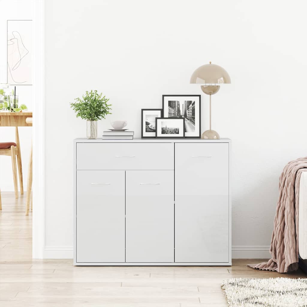 Vidaxl dressoir 88x30x70 cm bewerkt hout hoogglans wit