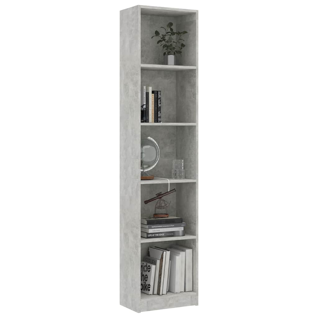 Vidaxl boekenkast met 5 schappen 40x24x175 cm bewerkt hout betongrijs