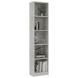 Vidaxl boekenkast met 5 schappen 40x24x175 cm bewerkt hout betongrijs