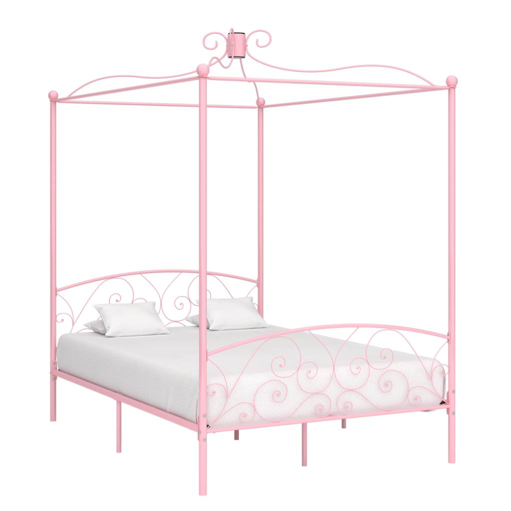 Vidaxl hemelbedframe metaal roze 140x200 cm