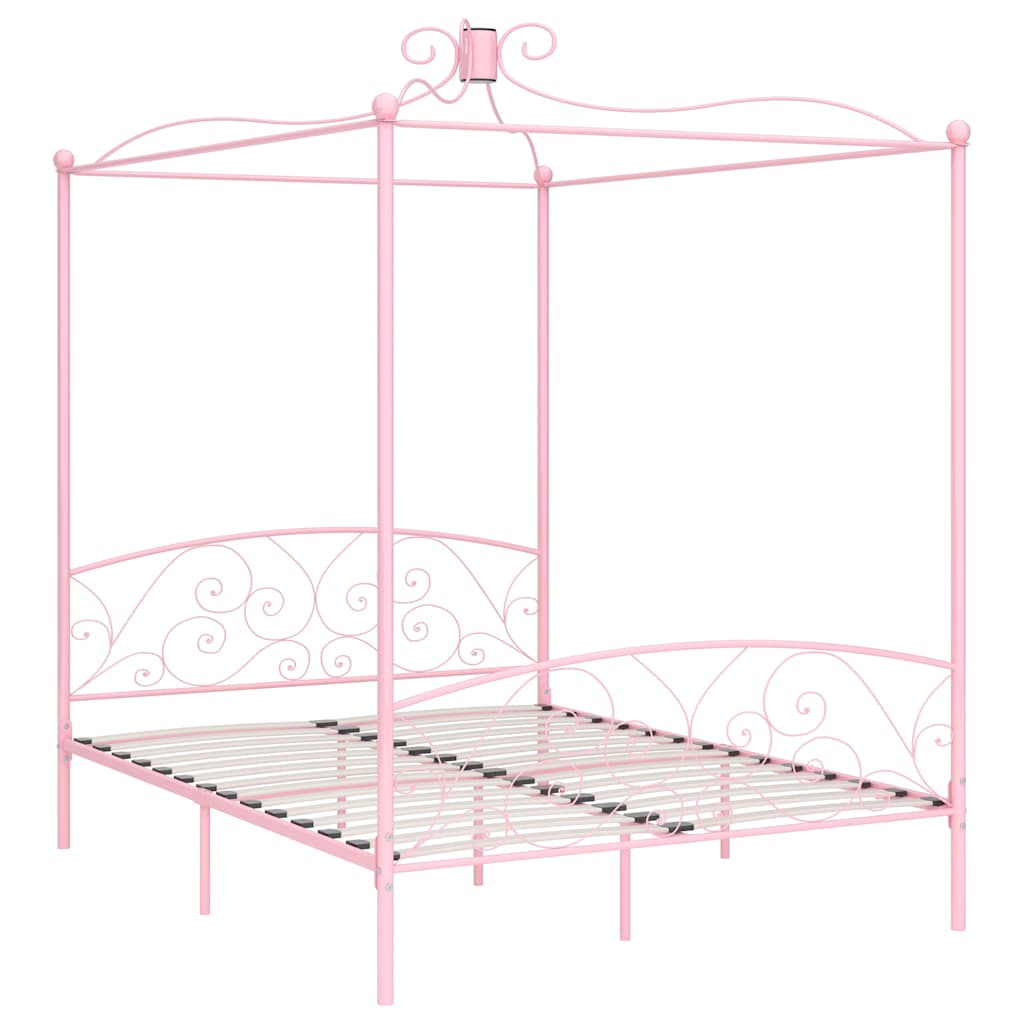 Vidaxl hemelbedframe metaal roze 160x200 cm