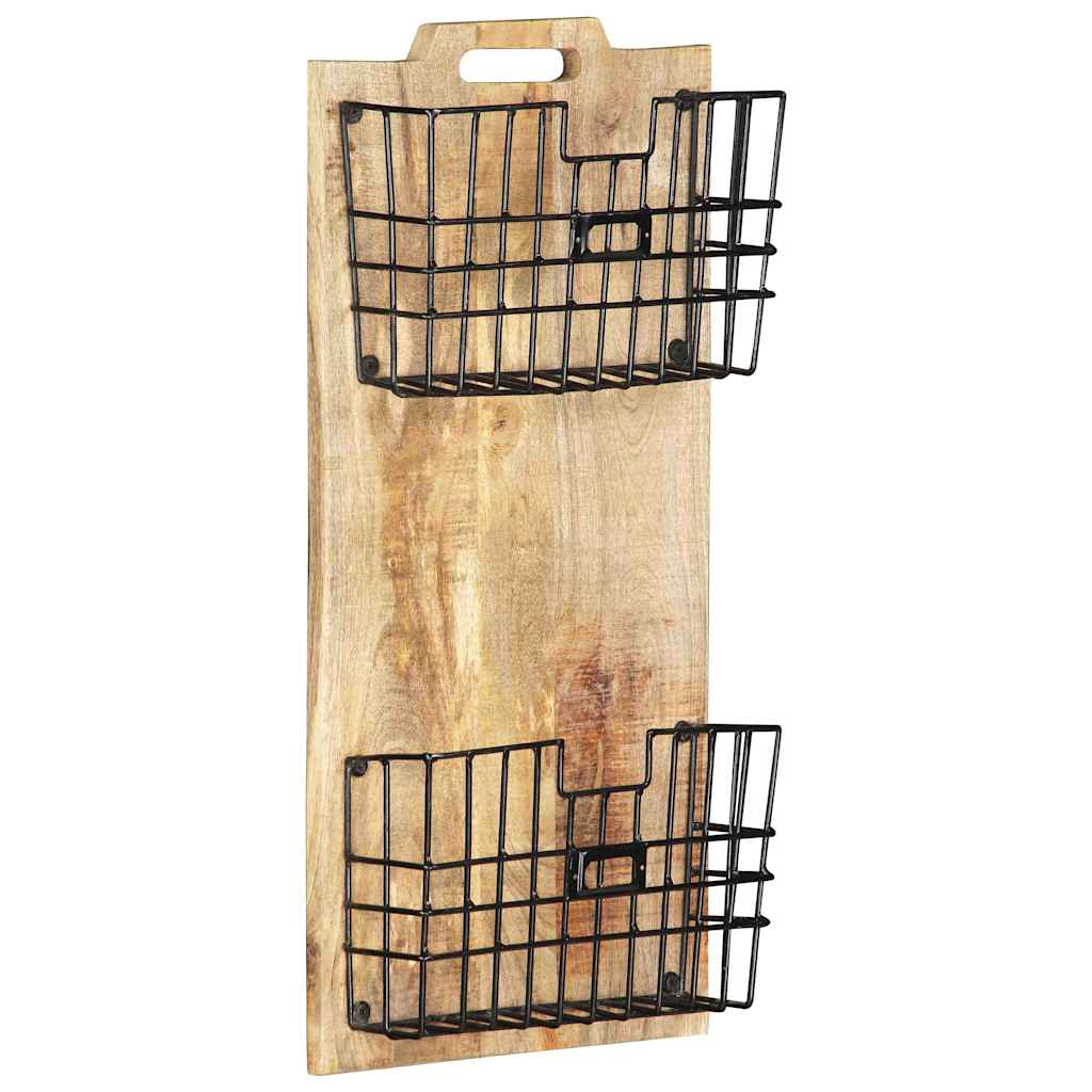 Vidaxl tijdschriftenwandrek 33x10x67 cm massief ruw mangohout