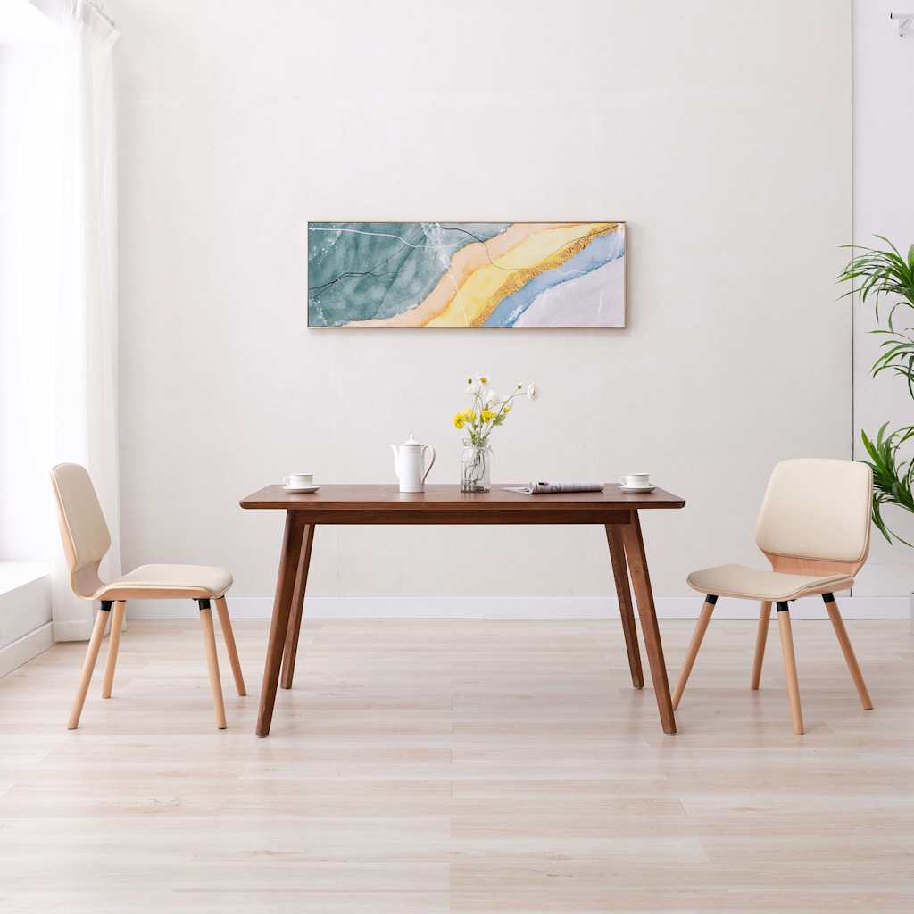 Vidaxl eetkamerstoelen 2 st kunstleer crème