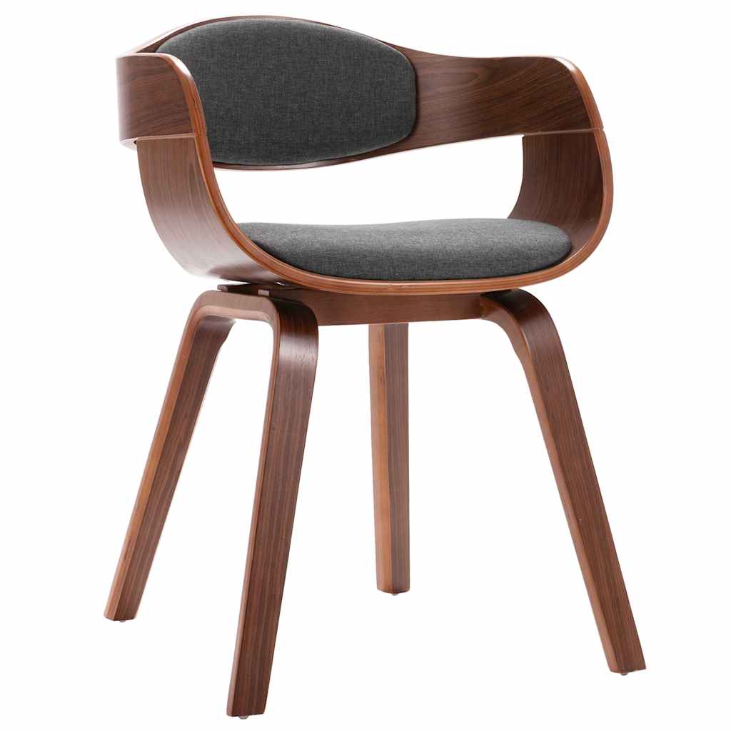 Vidaxl eetkamerstoelen 2 st gebogen hout en stof grijs