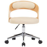 Vidaxl eetkamerstoel draaibaar gebogen hout en kunstleer crème