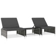 Vidaxl tuinstoelen 2 st verstelbaar met tafel poly rattan grijs