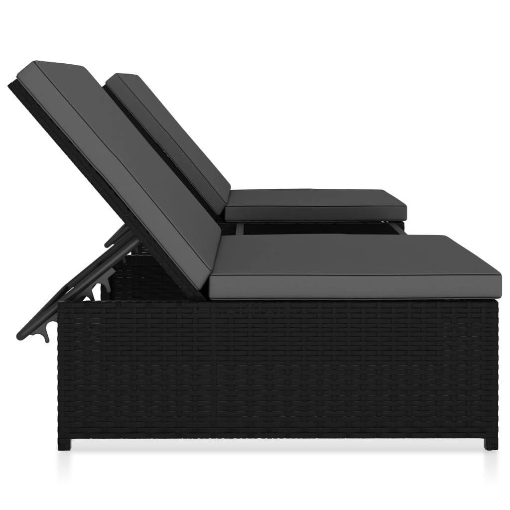 Vidaxl tuinstoelen 2 st verstelbaar met tafel poly rattan zwart