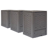 Vidaxl Compost Bins 3 PCS 900 L 60x60x83 cm in plastica marrone rattan