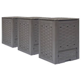 Vidaxl compostbakken 3 st 900 l 60x60x83 cm kunststof rattan bruin