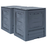 Vidaxl compostbakken 2 st 520 l 60x60x73 cm grijs