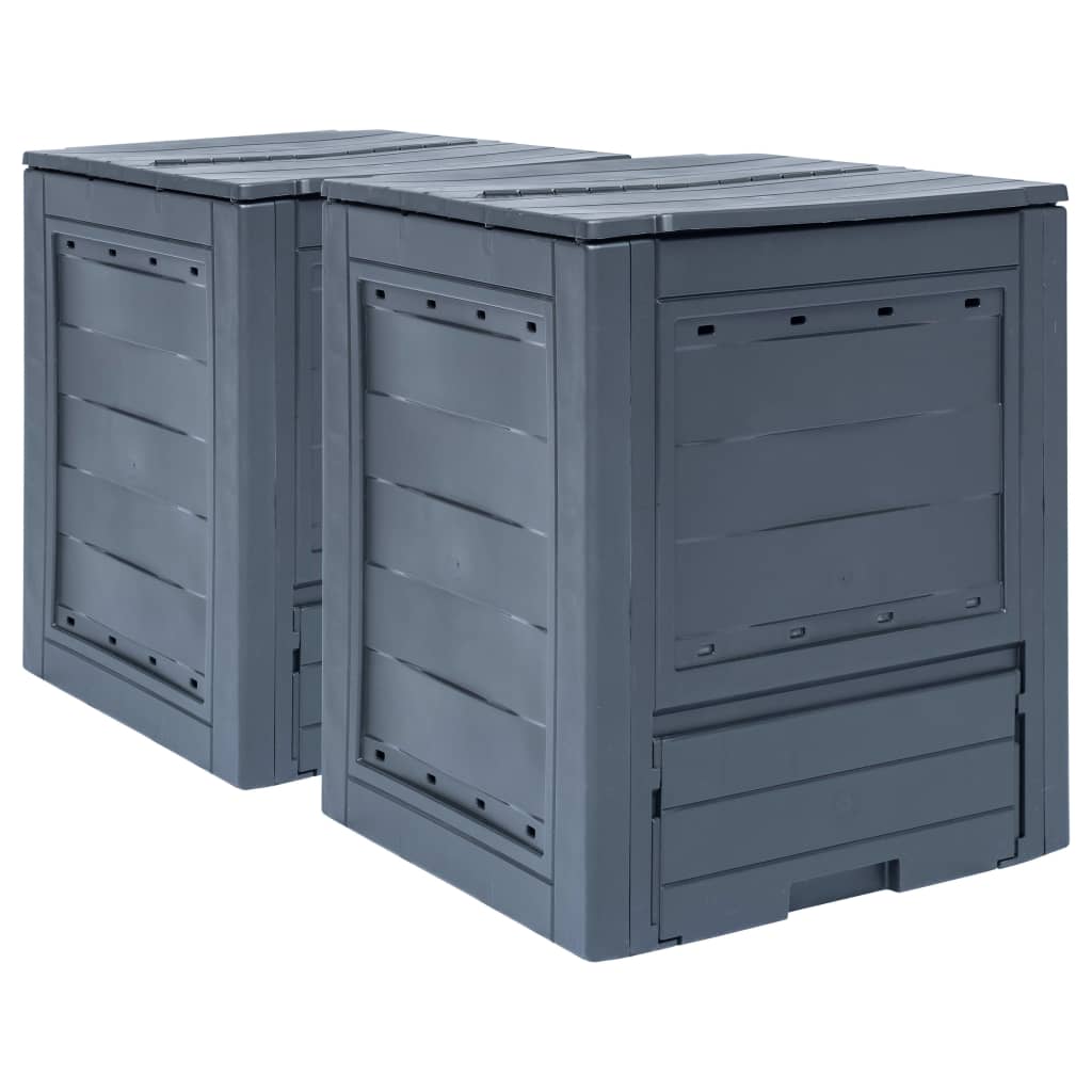 Vidaxl Compost Bins 2 PCS 520 L 60x60x73 CM Gray