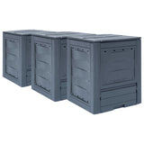 BIDAXL COMPOST BINS 3 PCS 780 L 60x60x73 cm grå