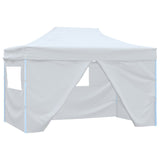 Tente de fête vidaxl avec 4 murs latéraux pliables 3x4,5 m blanc