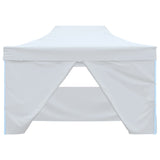 Tienda de fiesta Vidaxl con 4 paredes laterales plegables 3x4.5 m blanco