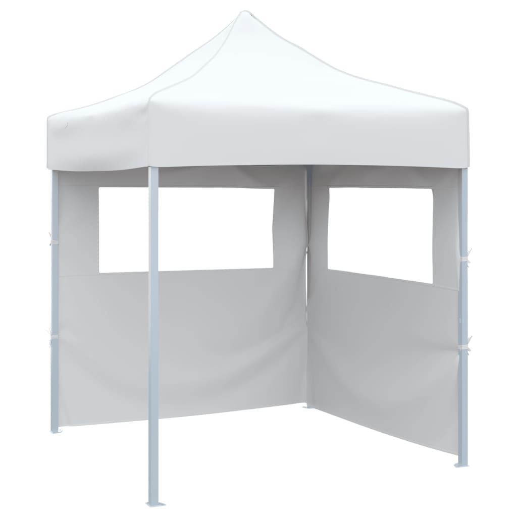 VidaXL Partytent met 2 zijwanden inklapbaar 2x2 m staal wit