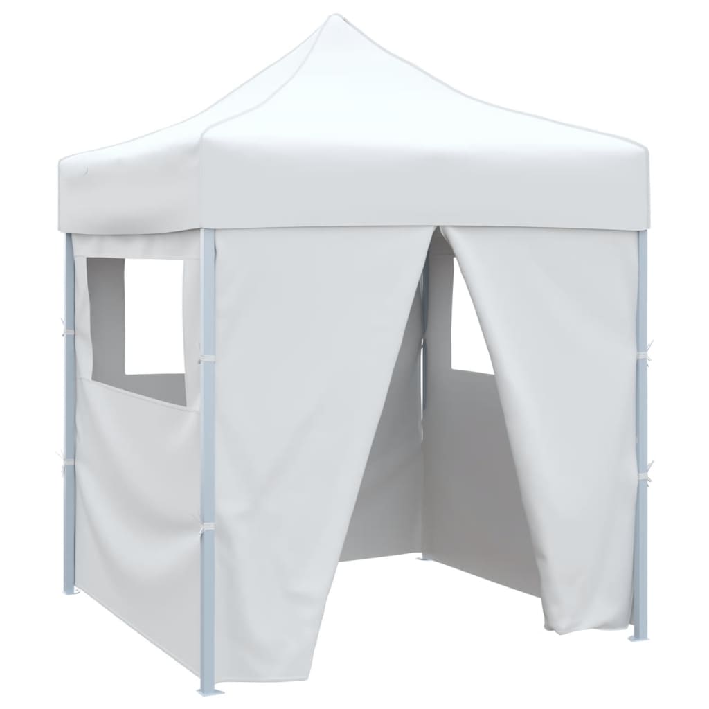 Tienda de fiesta Vidaxl con 4 paredes laterales plegables 2x2 m de acero blanco